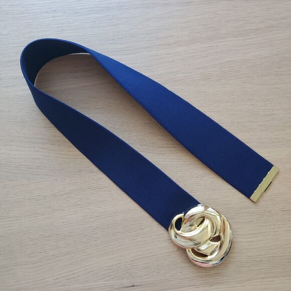 Vintage 80s Day-Lor Gold Buckle Navy Belt main image 6